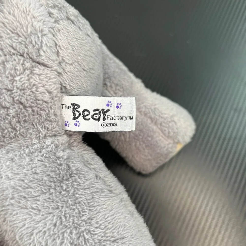 2001 The Bear Factory Gray Plush Elephant Toy With T-Shirt Stuffed Animal - Picture 7 of 11